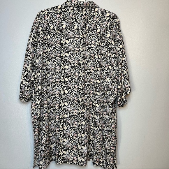 Bobby Chan Men's Size L Silk Bamboo Floral Short Blouse Black Yellow Lightweight - Picture 11 of 11